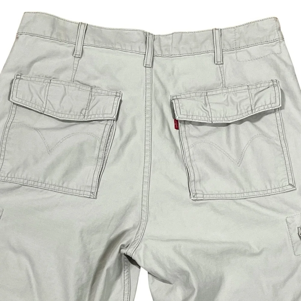 Vintage Levis Workwear Cargo Shorts Mens 33 (Fits 34x12) Khaki 100% Cotton Skate